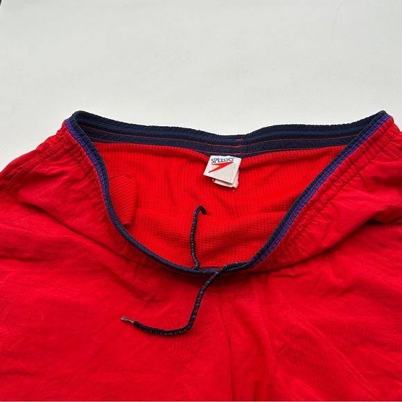 Mens Sz XL Vintage Red Speedo Lined Swim Trunk Shorts Nylon - Picture 5 of 10